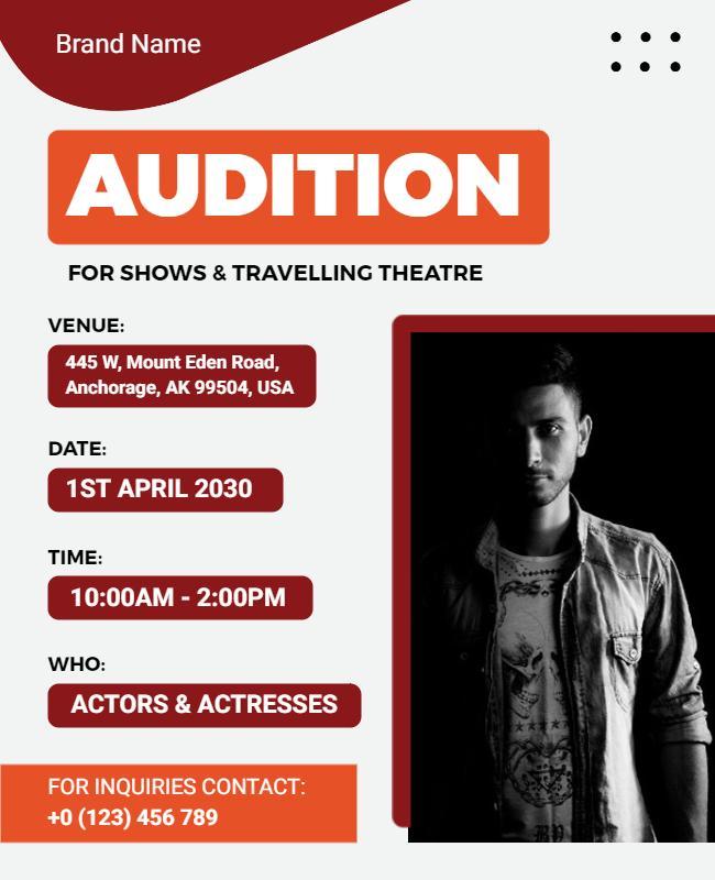 Theatre Auditions Event Announcement Flyer Template