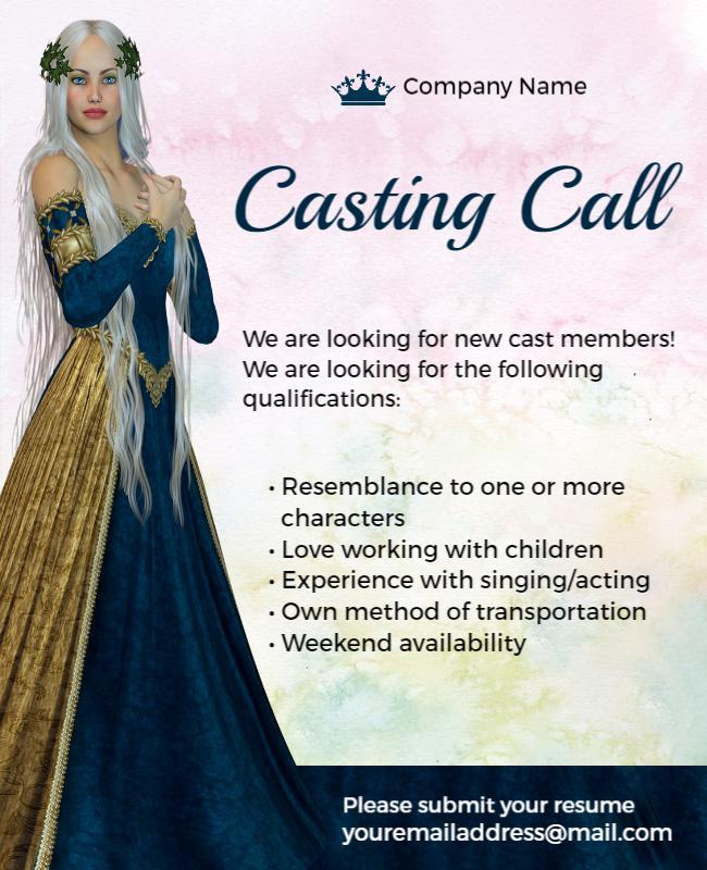 Theatrical Casting Call Opportunity Flyer Template