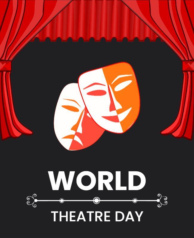 Theatrical Red Curtain Celebration for World Theatre Day Poster Template