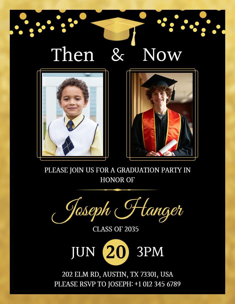 Then and Now Graduation Party Invitation Flyer Template
