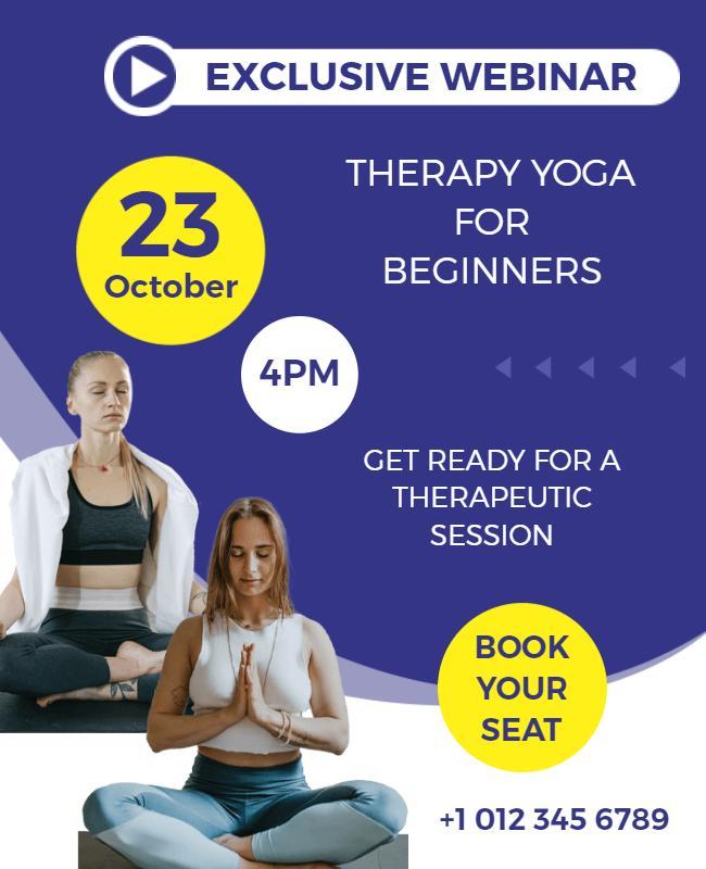 Therapy Yoga Webinar for Beginners Flyer Template