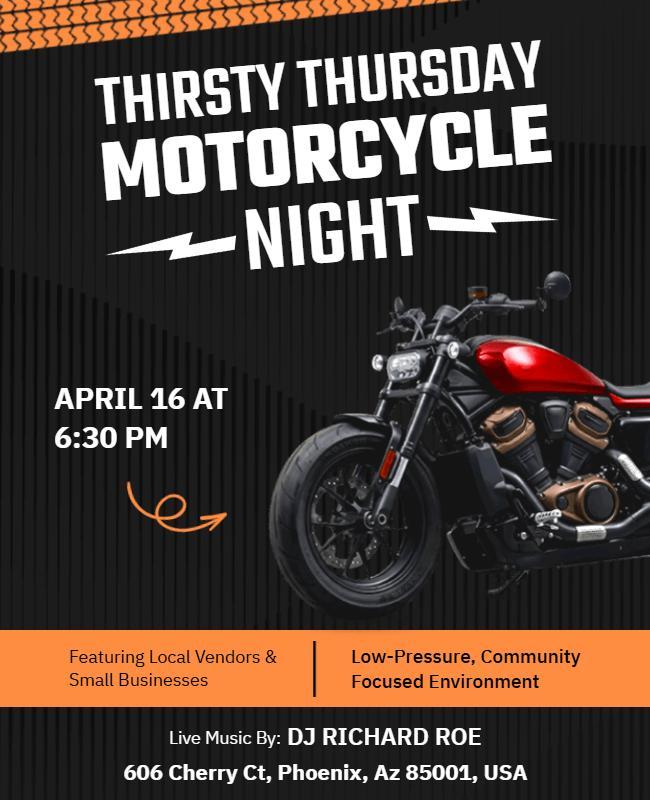 Thirsty Thursday Motorcycle Event Flyer Template