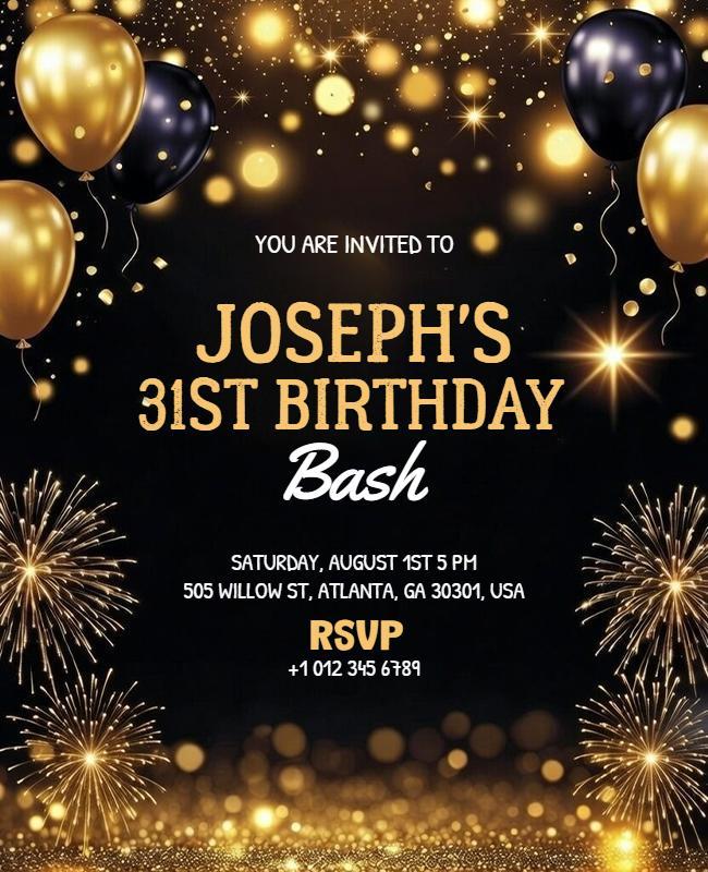 Thirty-First Birthday Party Invitation Flyer Template