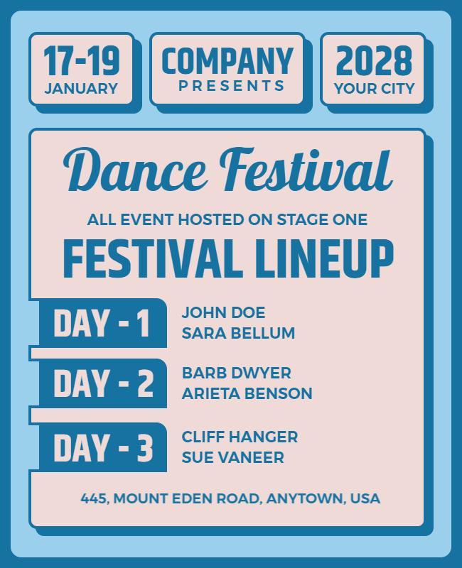 Three Day Dance Festival Event Flyer Template