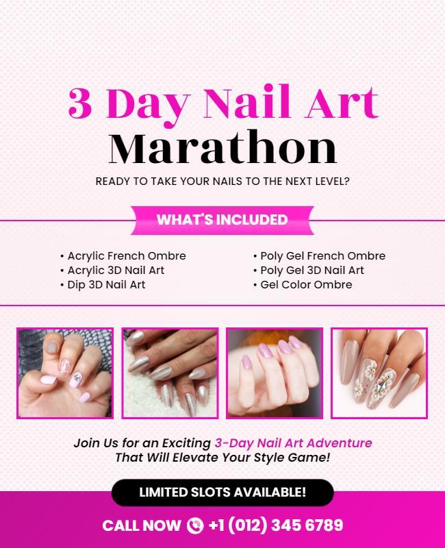 Three Day Nail Art Marathon Event Flyer Template