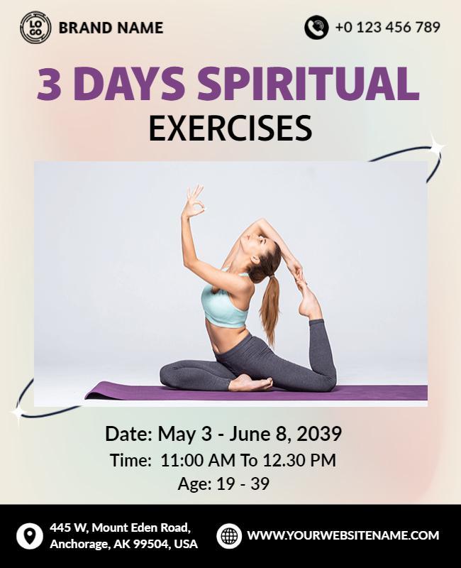 Three Day Spiritual Yoga Exercise Flyer Template