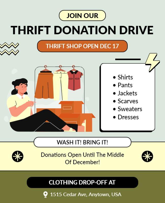 Thrift Donation Drive Event Flyer Template