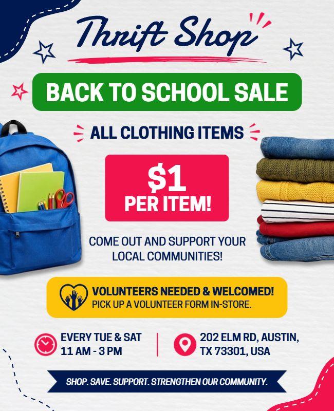 Thrift Shop Back to School Sale Flyer Template