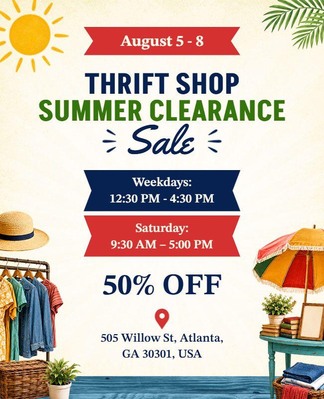 Thrift Shop Summer Clearance Sale Flyer Template