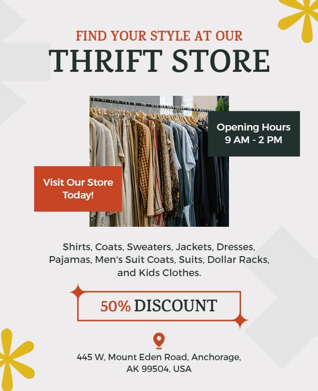 Thrift Store Discount Event Flyer Template