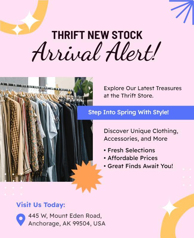 Thrift Store New Arrival Alert Flyer Template