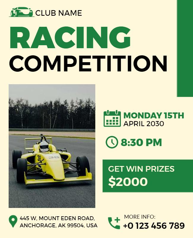 Thrilling Car Racing Competition Flyer Template