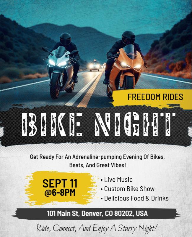 Thrilling Night of Bikes and Beats Flyer Template