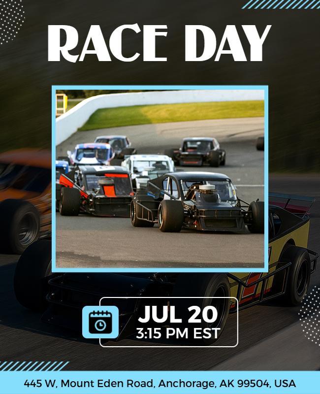 Thrilling Race Day Announcement Flyer Template