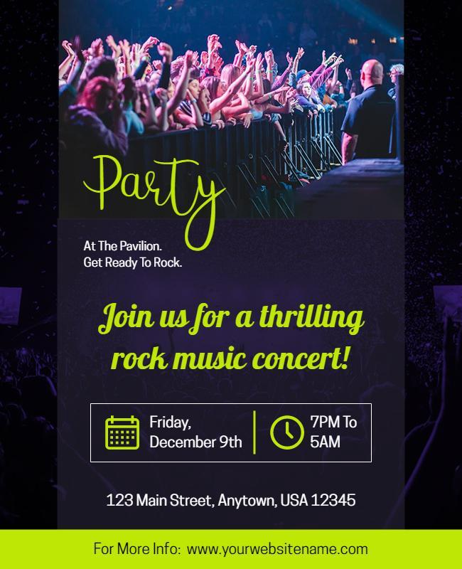 Thrilling Rock Music Concert Invitation Flyer Template