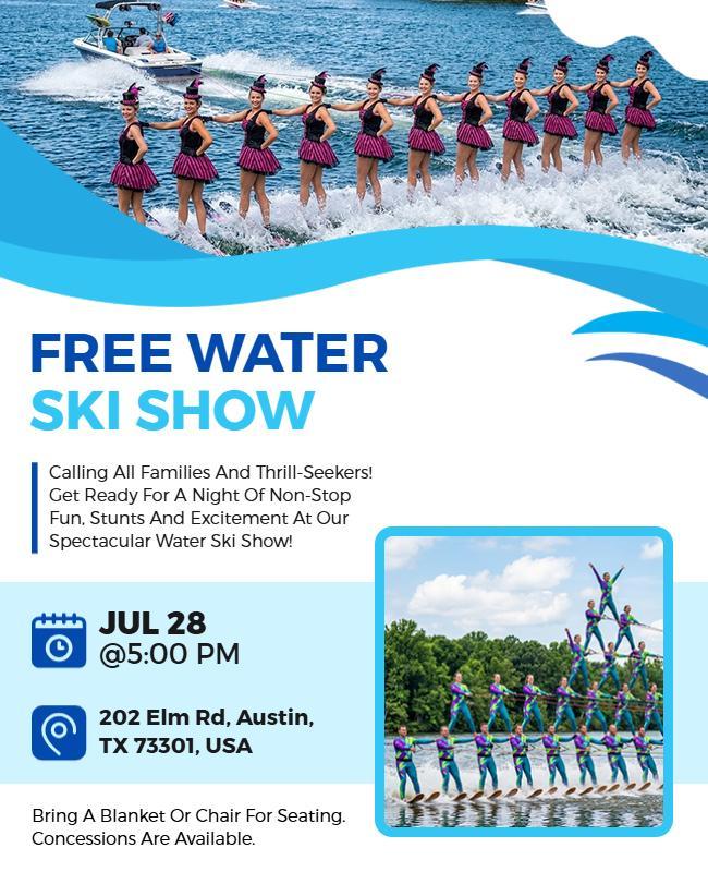 Thrilling Water Ski Show Event Flyer Template