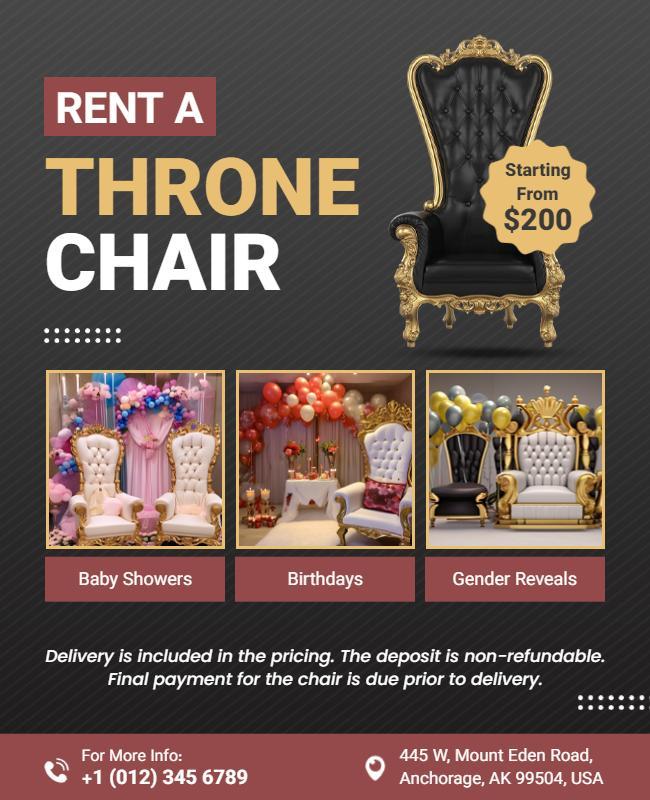 Throne Chair Rental Event Flyer Template