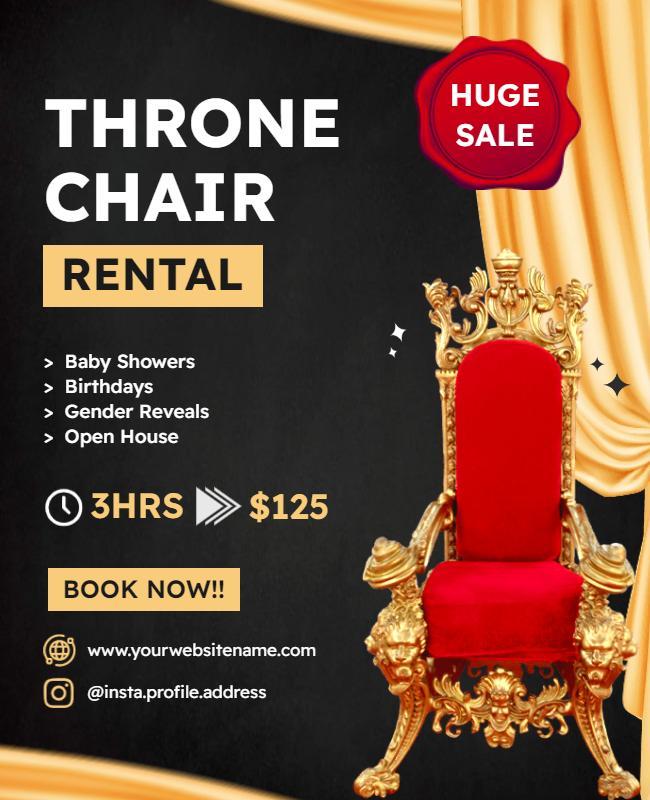 Throne Chair Rental Promotion Flyer Template