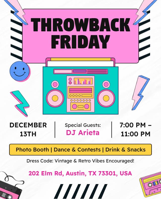 Throwback Friday Party with DJ Flyer Template