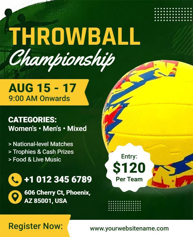 Throwball Championship Event Flyer Template