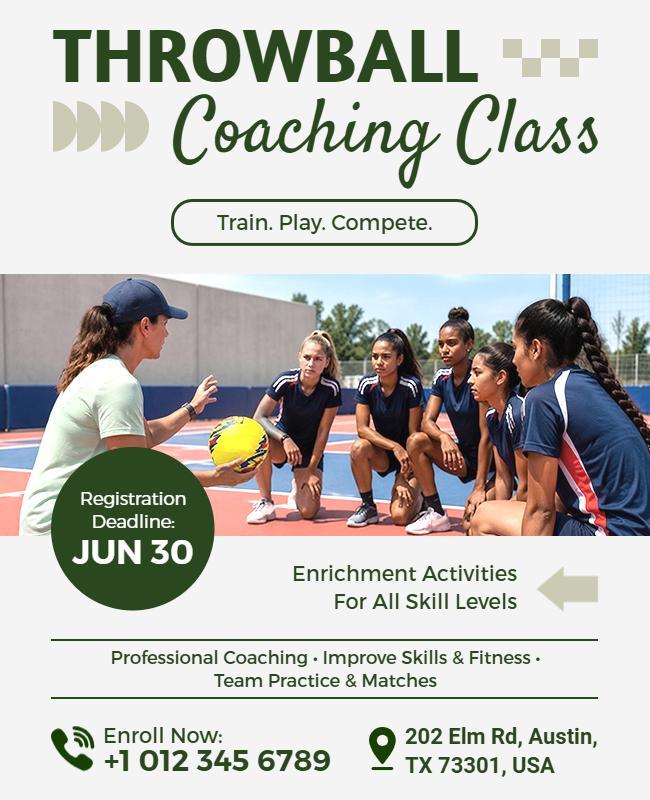 Throwball Coaching Class Training Flyer Template