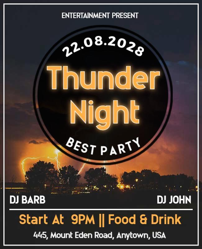 Thunder Night Party Event Flyer Template