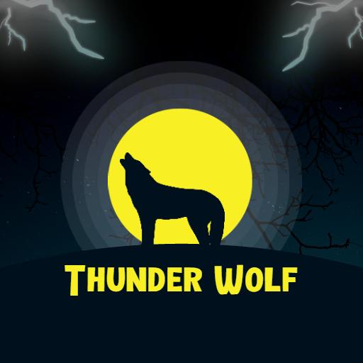 Thunderous Wolf Howling Against a Bright Yellow Moon Logo Template