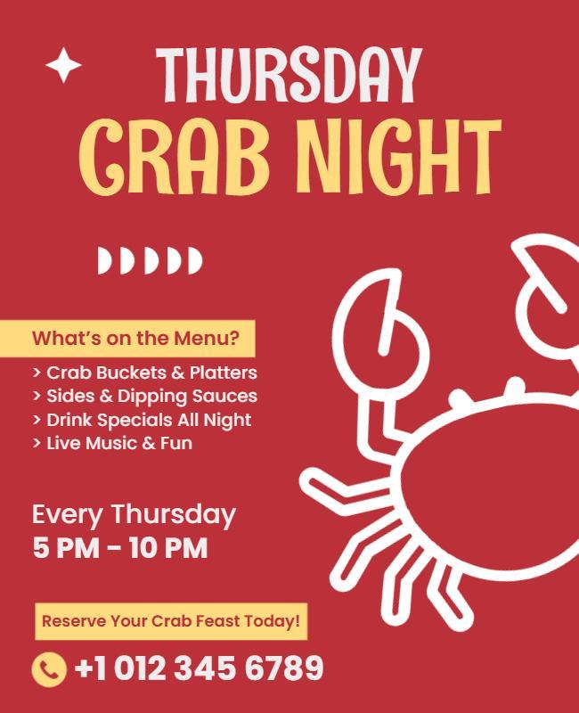 Thursday Crab Night Event Flyer Template