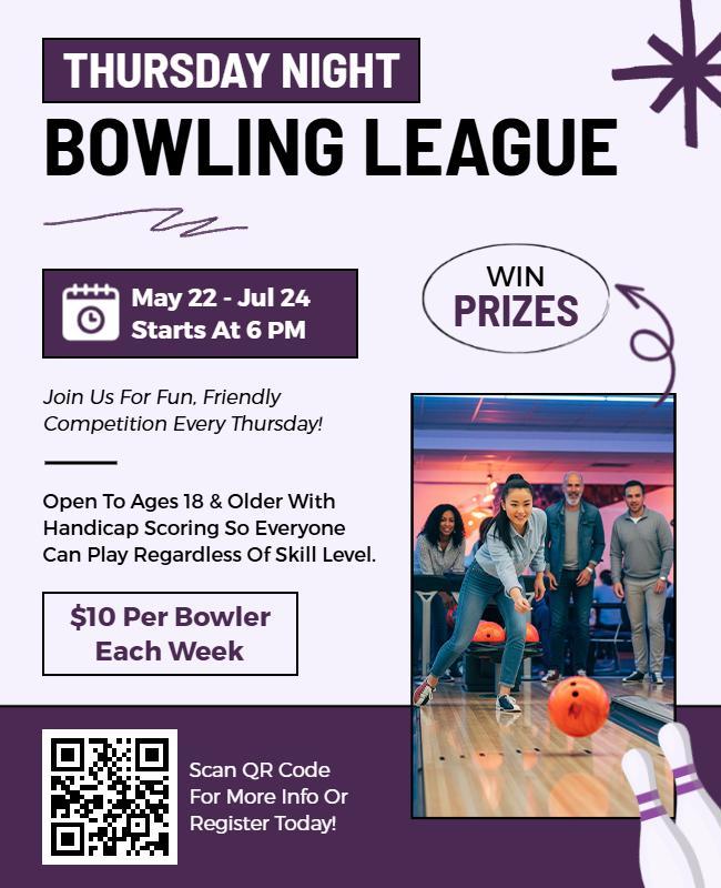 Thursday Night Bowling League Competition Flyer Template