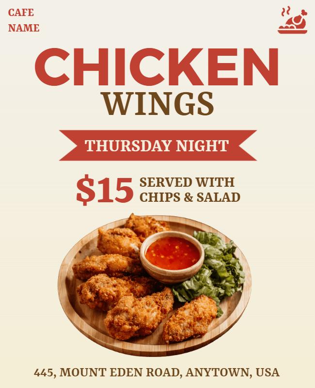 Thursday Night Chicken Wings Special Flyer Template