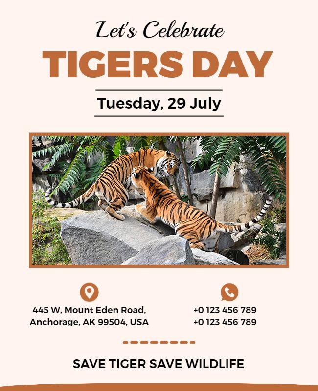 Tigers Day Wildlife Conservation Event Flyer Template