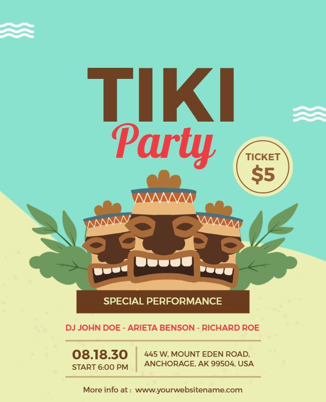 Tiki Themed Party Celebration Flyer Template