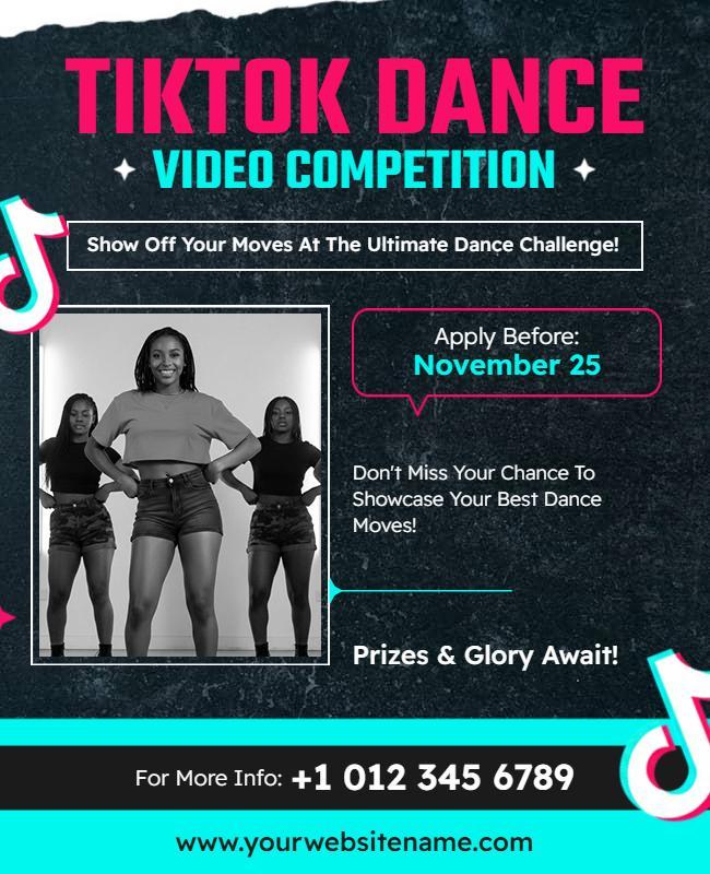 Tiktok Dance Video Competition Flyer Template