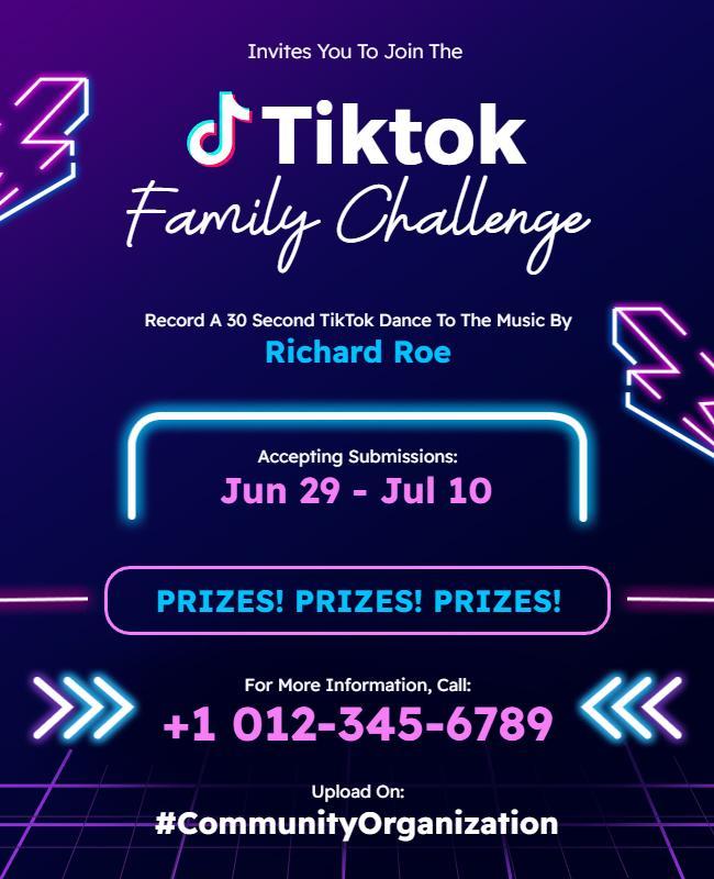 Tiktok Family Dance Challenge Flyer Template