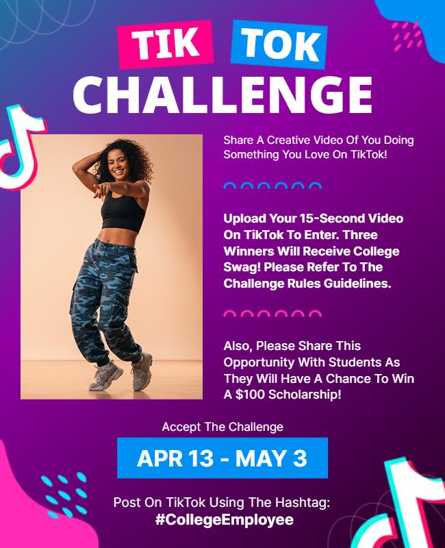 Tiktok Video Challenge Contest Flyer Template