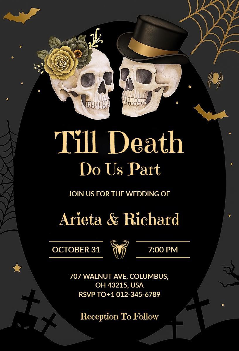Till Death Halloween Wedding Celebration Invitation Template