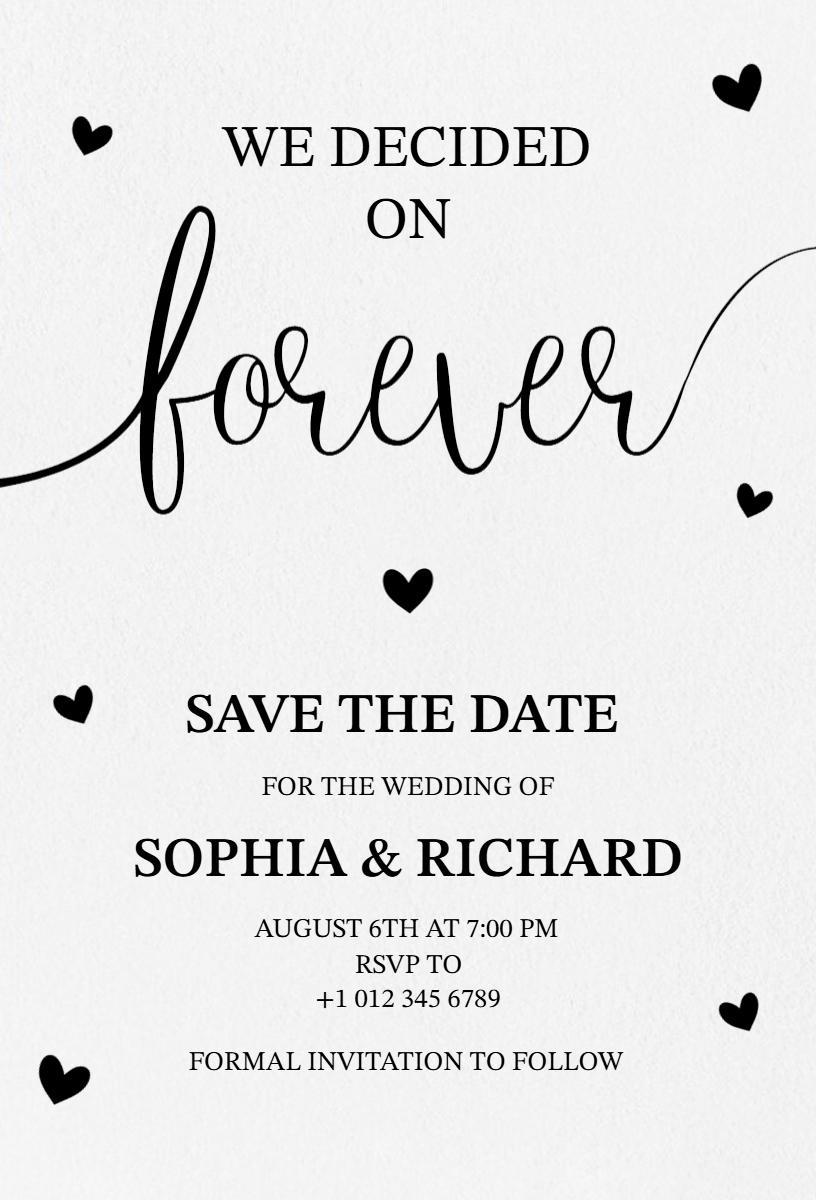 Timeless Forever Romantic Save The Date Wedding Invitation Template