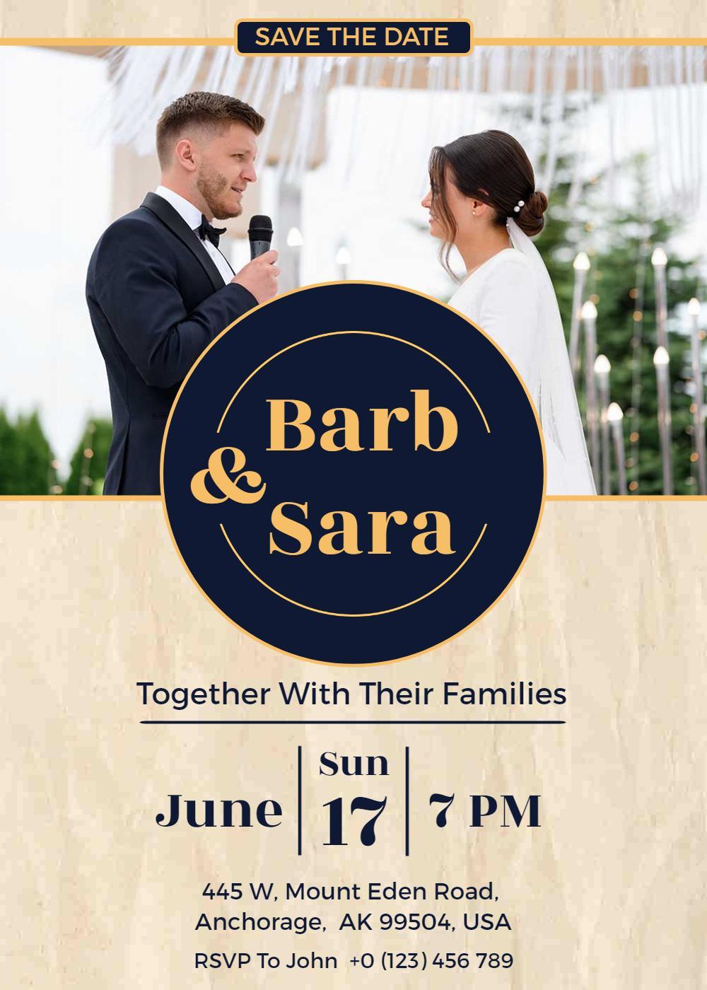 Timeless Vintage Elegance Wedding Ceremony Invitation Template