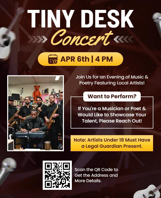 Tiny Desk Concert Announcement Flyer Template