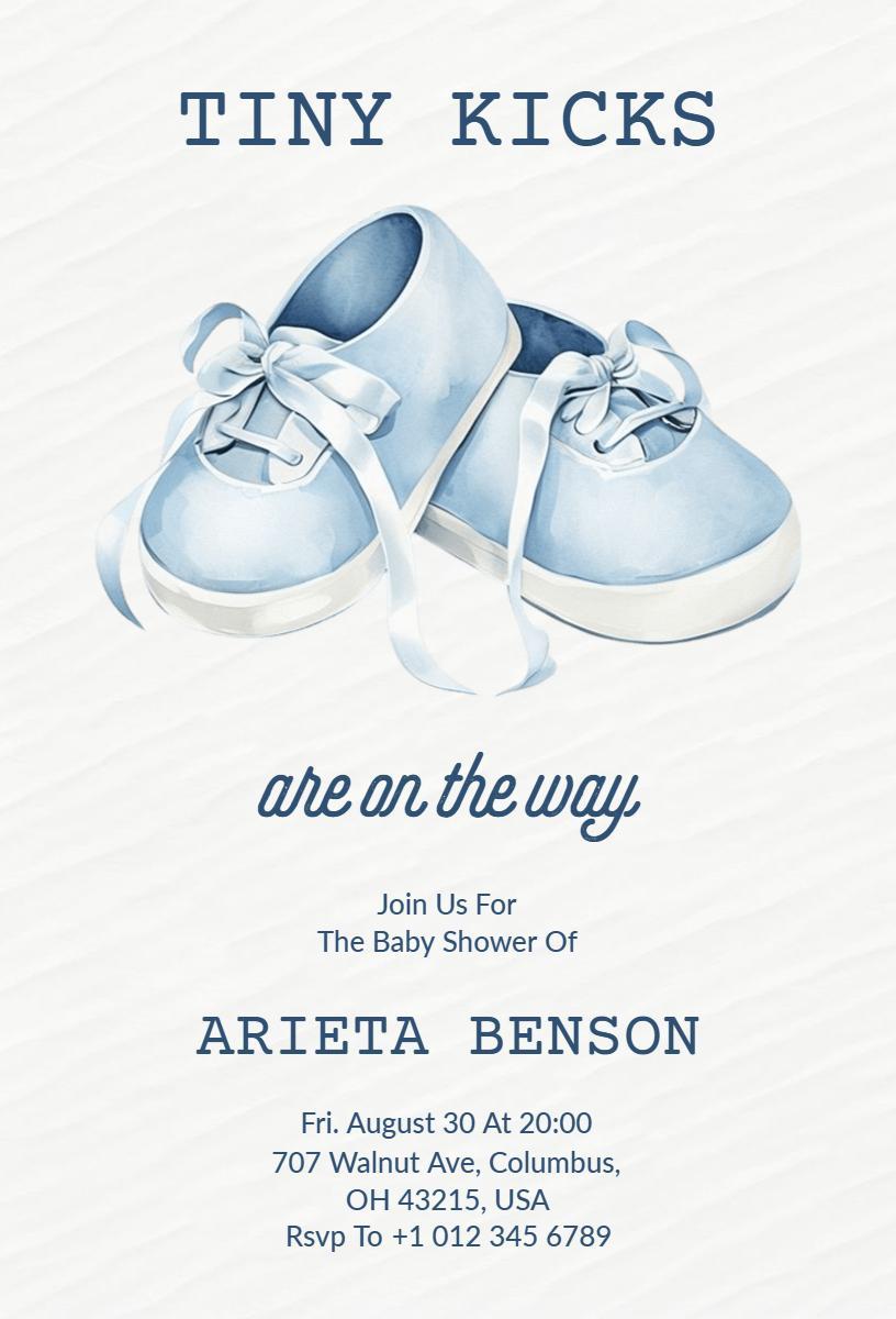 Tiny Kicks Classic Baby Shower Celebration Invitation Template