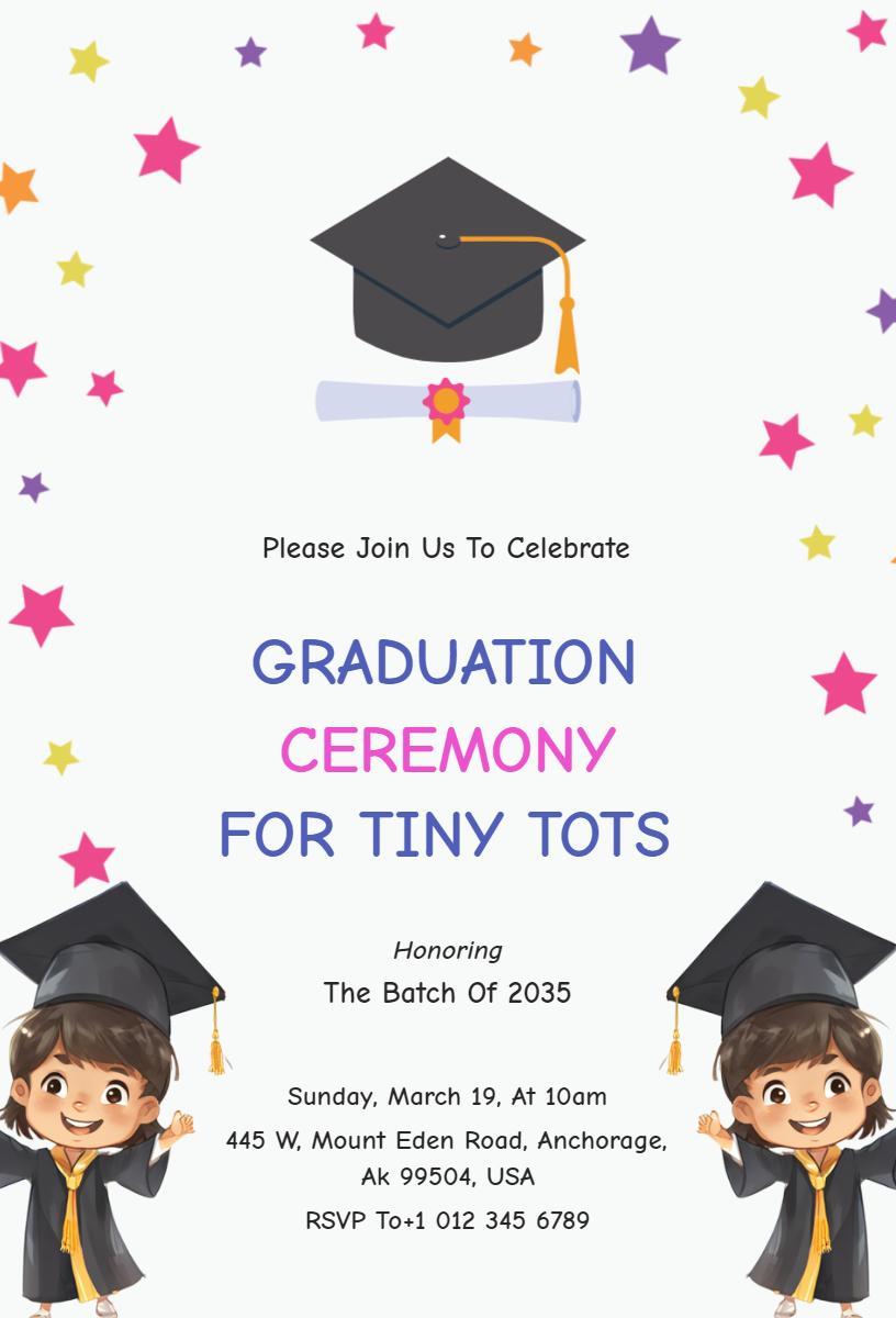 Tiny Tots Graduation Ceremony Celebration Invitation Template