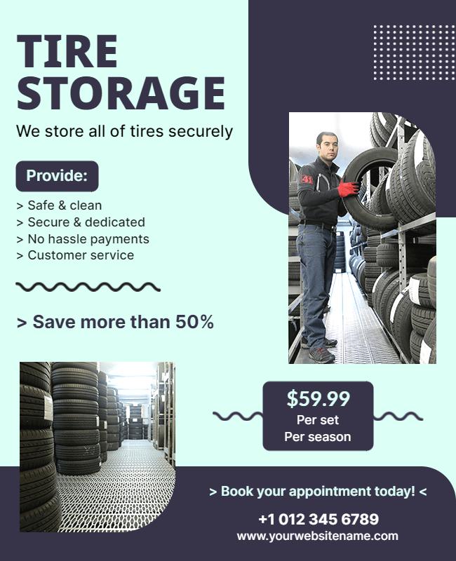 Tire Storage Service Promotional Flyer Template