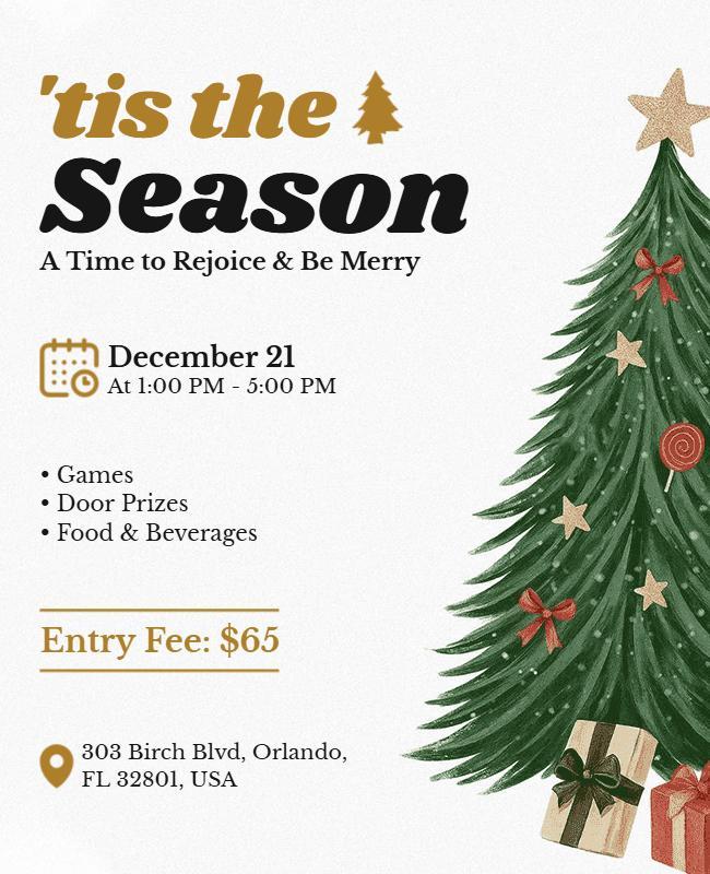 Tis the Season Festive Event Invitation Flyer Template