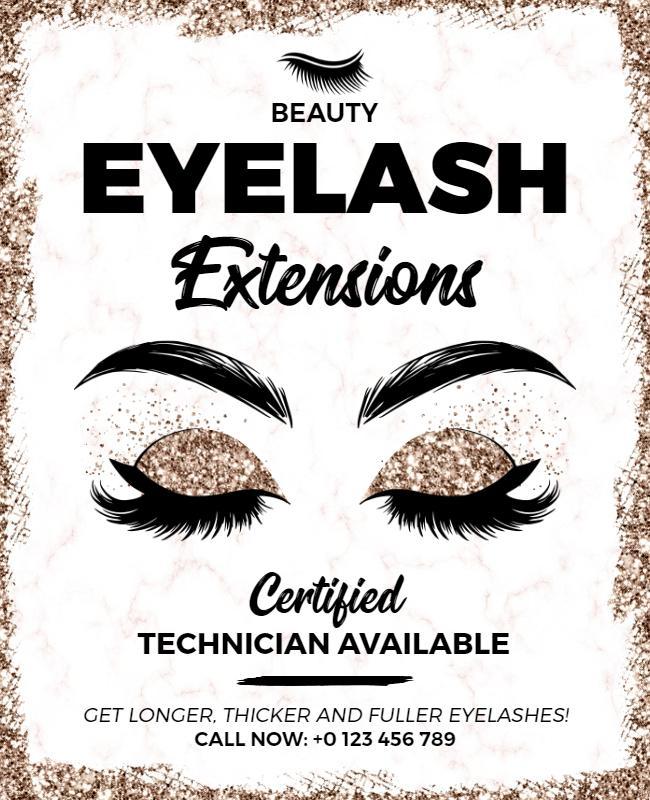 Tobacco Brown and Just Right Eye Lash Beauty Flyer Template