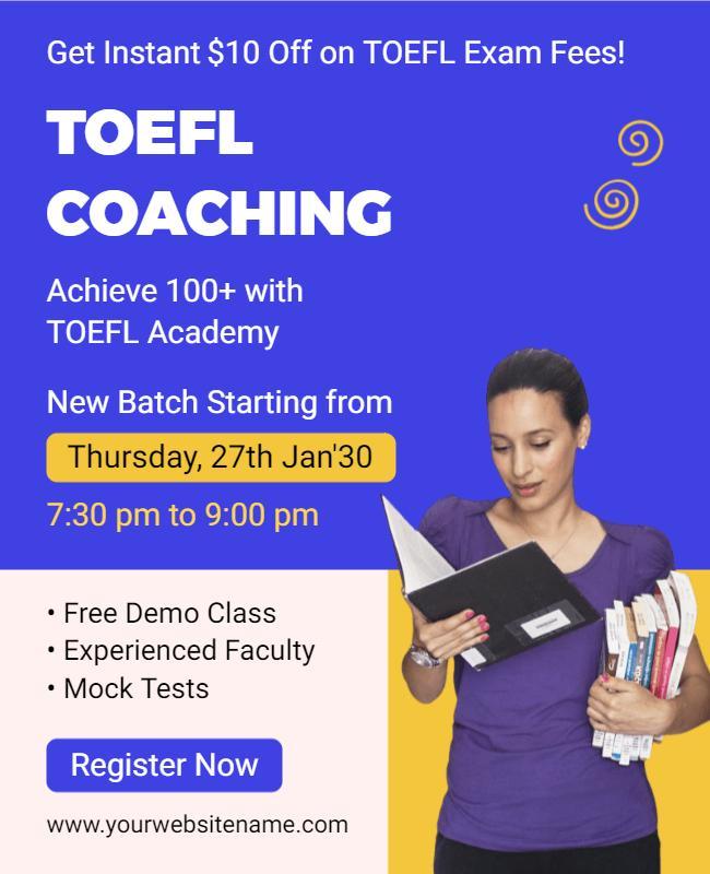 Toefl Exam Preparation Coaching Flyer Template