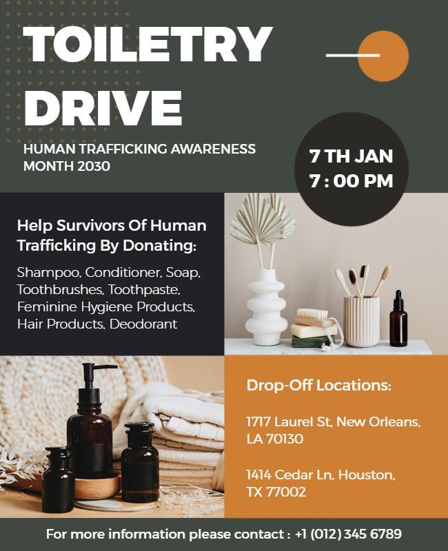 Toiletry Donation Drive Awareness Flyer Template