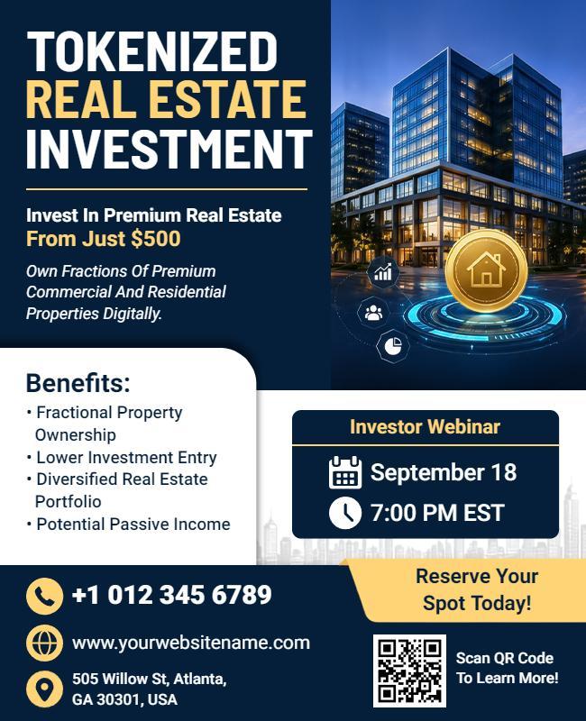 Tokenized Real Estate Investment Webinar Flyer Template