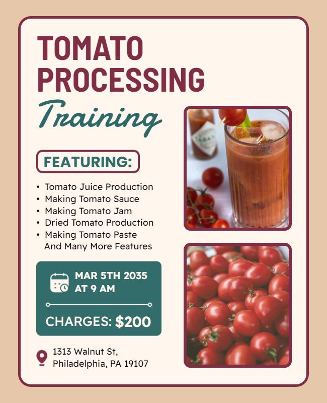 Tomato Processing Training Workshop Flyer Template