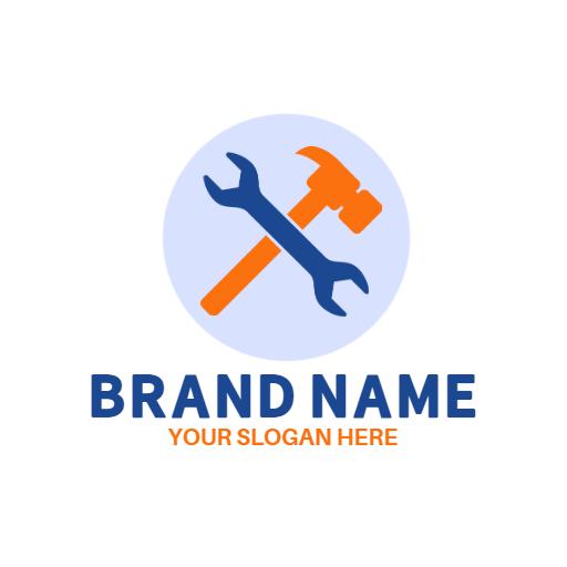 Tools and Hammer Icon Representing Construction Services Logo Template