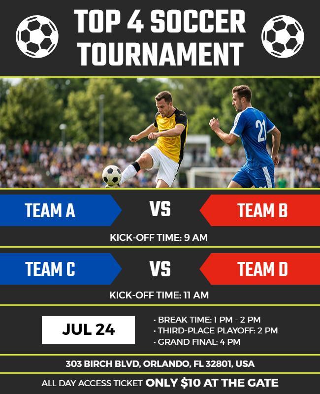 Top Four Soccer Tournament Event Flyer Template